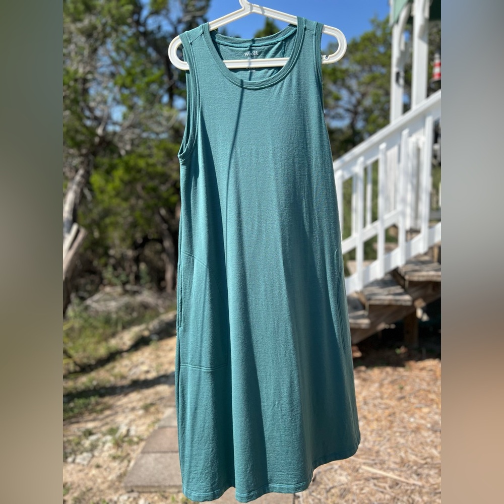 Wooland Wool& Women’s Large Long Sierra Tank Dress Silver Jade